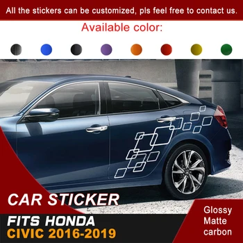 

Fit For HONDA CIVIC 2016-2019 Car Decals Car Body Linked Square Racing Styling Graphic Vinyl Decorative Car Stickers Custom