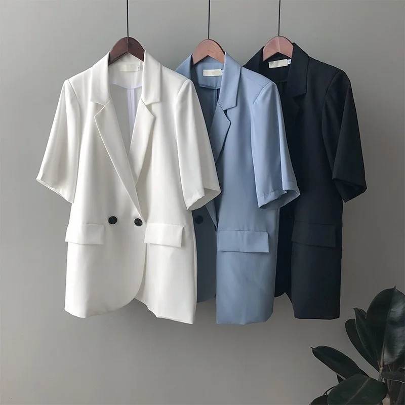 

2020 Autumn New Korean-Style Short-Sleeved Net Red Small Suit Women's Thin Drape Temperament Casual Jacket
