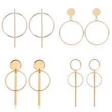 Mới Vàng Kim Loại Tua Rua Bông Tai Nữ Dài Vòng Tròn Mặt Dây Chuyền Earings Thời Trang Trang Sức Tuyên Bố Hình Học Vorbellen Voor Vrouwen(China)