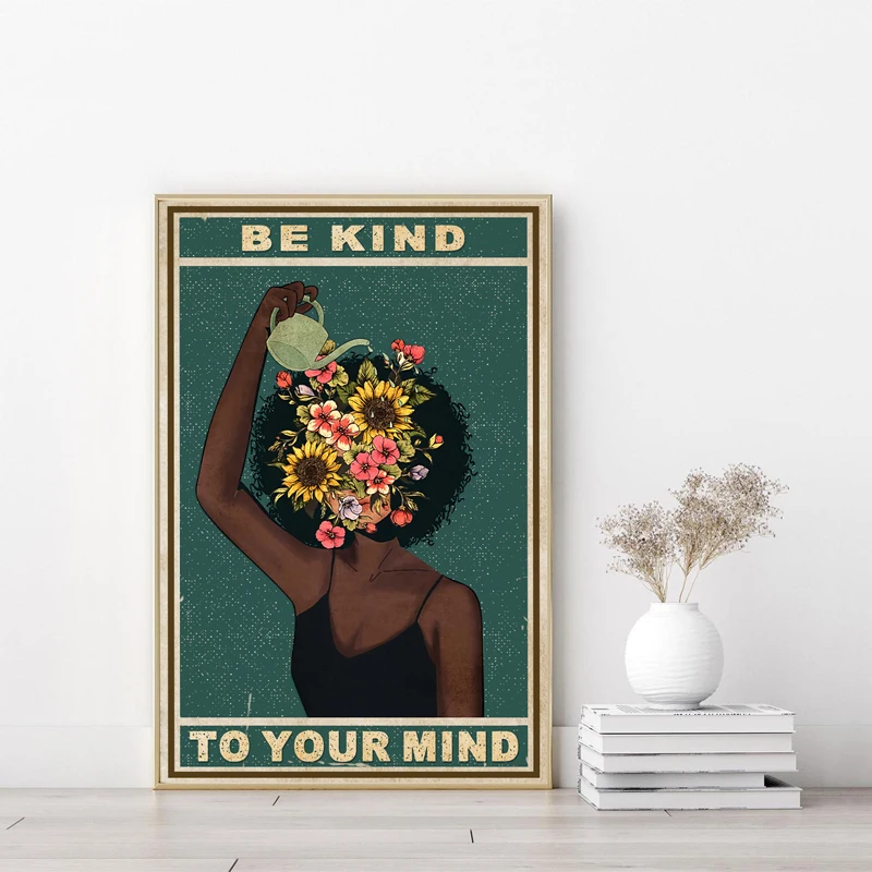 Black-Girl-Mental-Health-Poster-Mental-Be-Kind-To-Your-Mind-Positive-Art-Prints-African-Woman