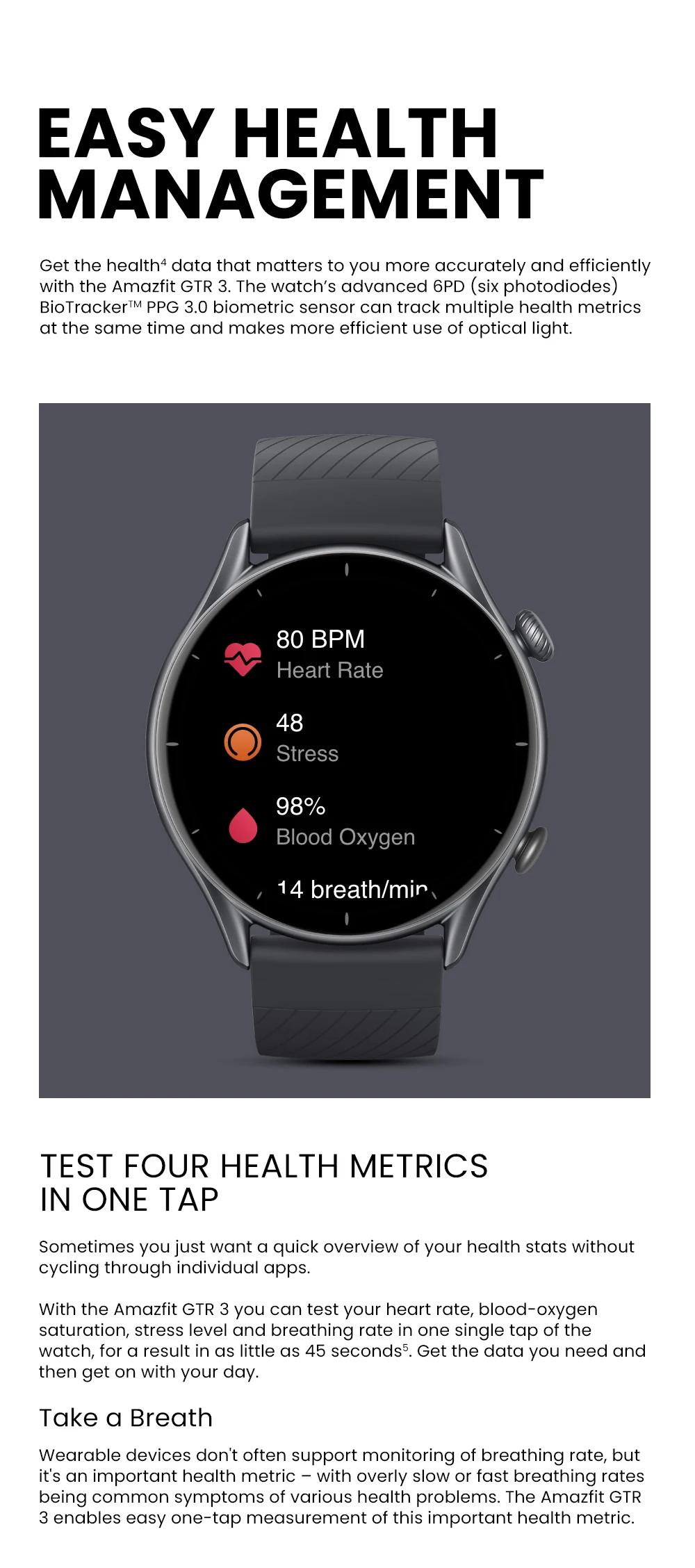 Amazfit GTR-3 Zepp OS 1.39" AMOLED Display Smartwatch