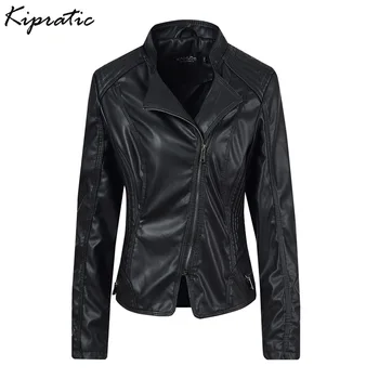 

Spring Autumn New Fashion Punk StreetWear Short Slim Turn-down Collar Zipper Women Faux PU Leather Jacket Female Coat Outwear