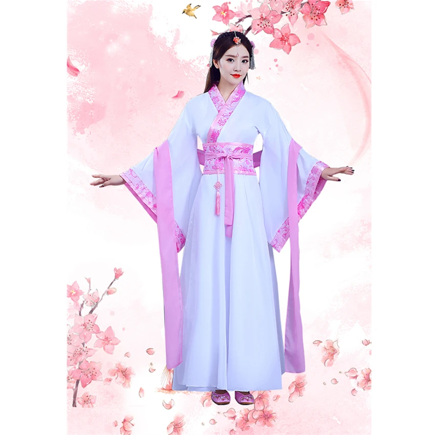 Женское китайское традиционное платье, древний народный Hanfu Восточный ретро костюм принцессы Тан, сказочные вечерние танцевальные костюмы для выступлений