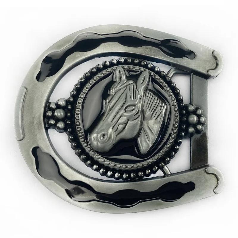 Western Style Horseshoe Belt Buckle Men Women 3d Silver Gold Horse