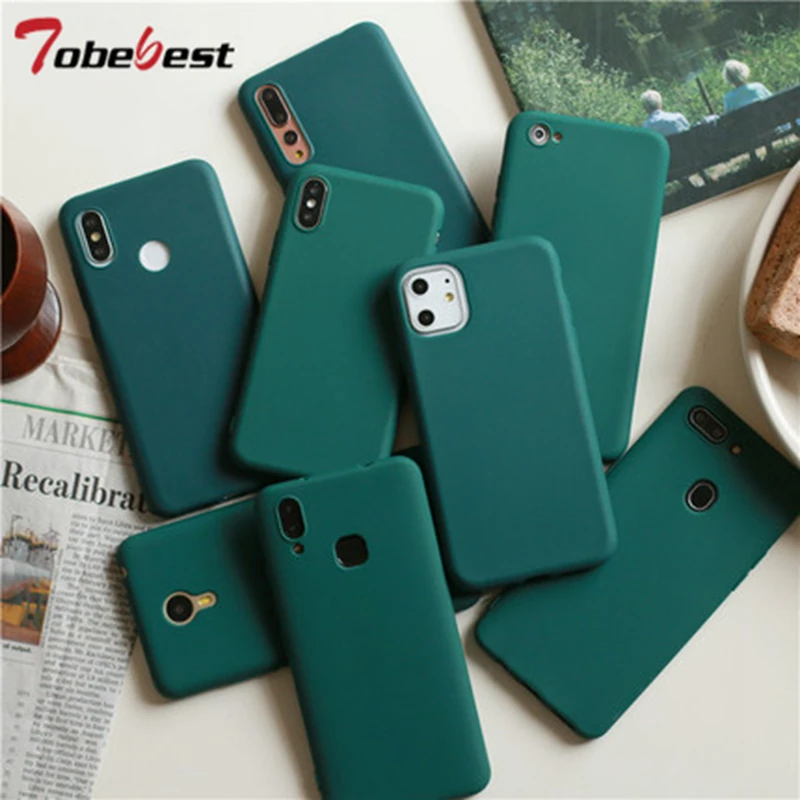 Dark Green Matte Phone Case For Iphone 13 12 Mini 11 Pro Xs Max Xr X 8 7 6s 6 Plus Silicone Cases Solid Color Soft Tpu Cover Mobile Phone Cases Covers Aliexpress