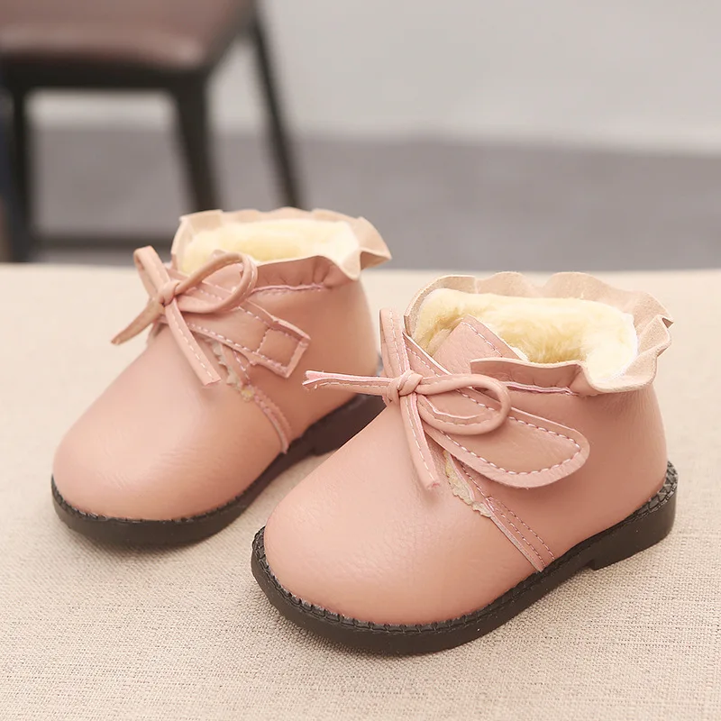 Winter Baby Girls Snow Boots Warm Children Plush Boots Non-slip Kids Boots Infant Cotton Shoes Children's Little Princess B493