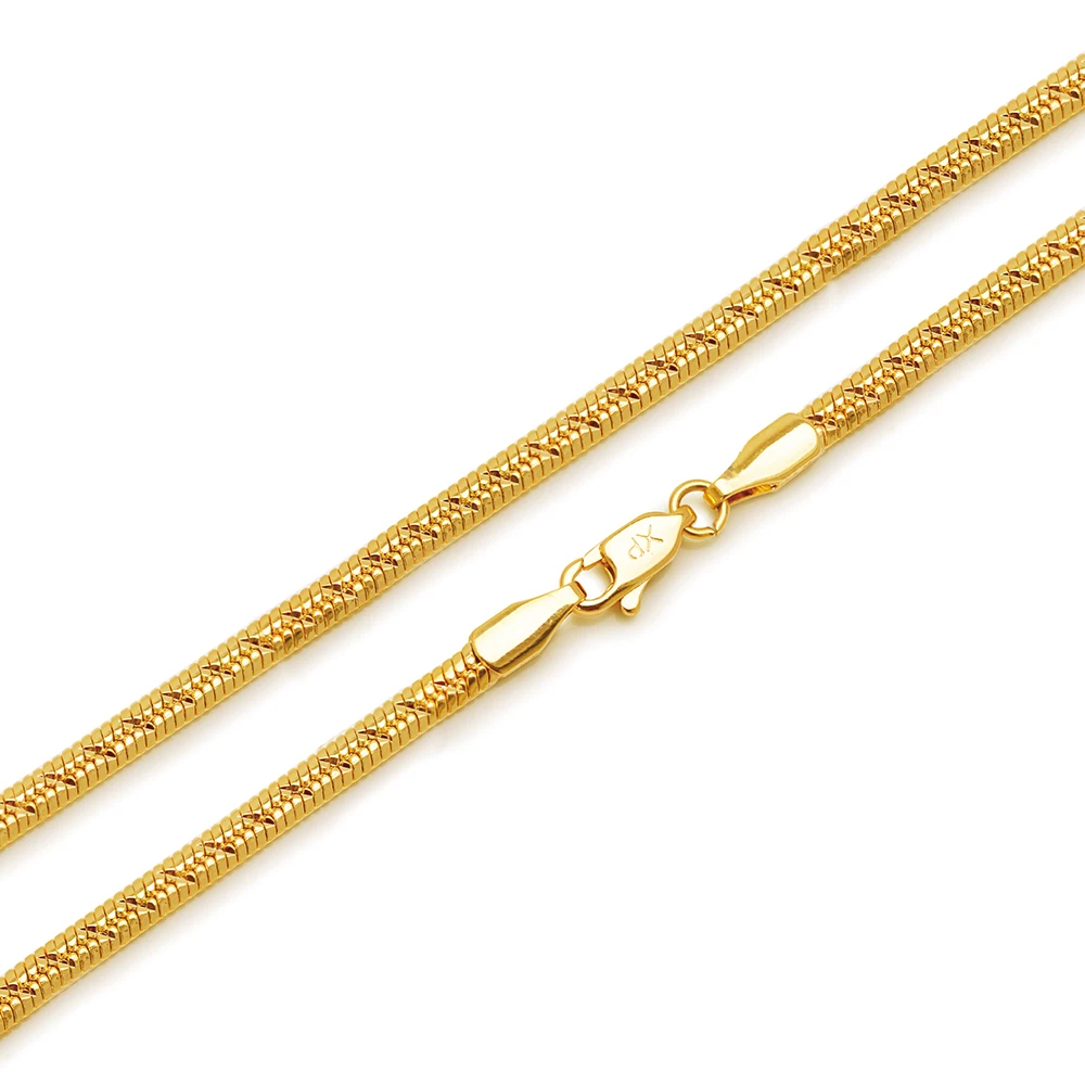 

MxGxFam ( 50 cm x 2.5 mm ) Flat Snake Necklaces for Men Women 20 inch 24 k Pure Gold Color Fashion Jewelry Nickel Free
