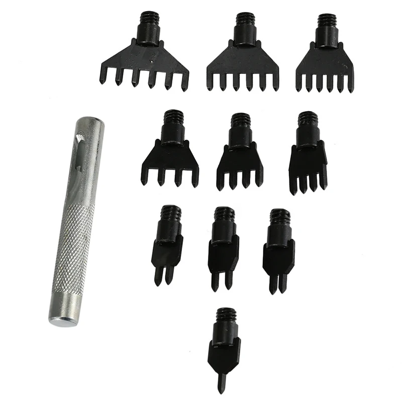 Leather Craft DIY Pricking Iron Diamond Stitching Chisel Hole Punch Tool Set