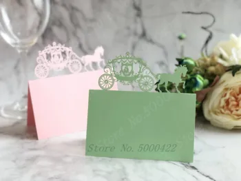 

50pcs Carriage Table Mark Wine Glass Name Place Card European Wedding Birthday Baby Theme Event Banquet Favor Restaurant Decor