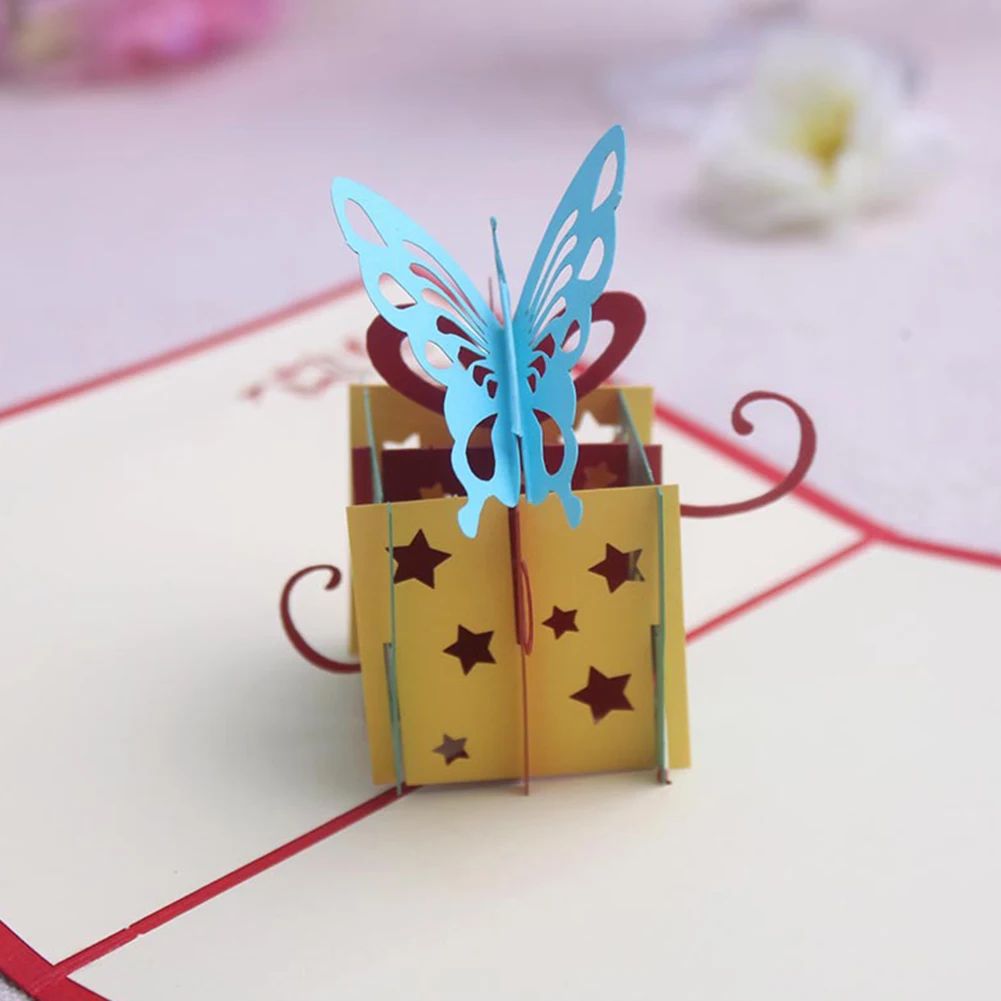 3D поздравительная открытка DIY до юбилея с днем рождения День Святого Валентина благословение торт с конвертом бумага вечерние принадлежности подарок