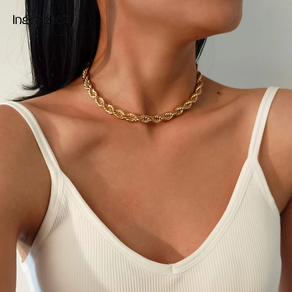 Chain Choker Necklaces Jewelry Clavicle-Collar Minimalist Gothic Ingesight.z Metal Short