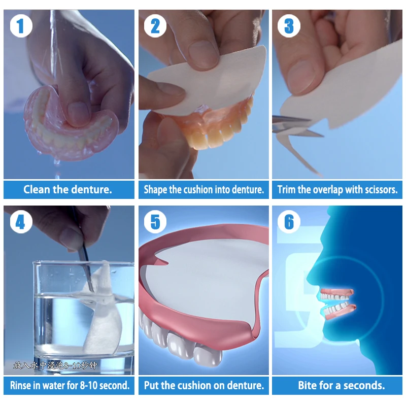 Y-Kelin Denture Adhesive Cushion 30/90/150 Pads / Pack Lower Natural Strong All Day Hold Comfort  Cushions