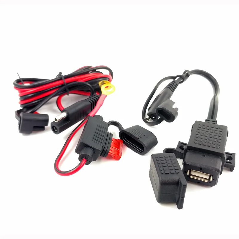 DIY SAE to USB Cable Adapter Waterproof USB Charger Quick 2.1A Port with Inline Fuse for Motorcycle Cellphone Tablet GPS DIY SAE to USB Cable Adapter Waterproof USB Charger Quick 2.1A Port with Inline Fuse for Motorcycle Cellphone Tablet GPS