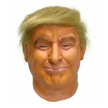 

Halloween Mask Deluxe President Latex Full Head Donald Trump Mask Hair Orange Trump Headgear Prop for Various Festivals Theaters