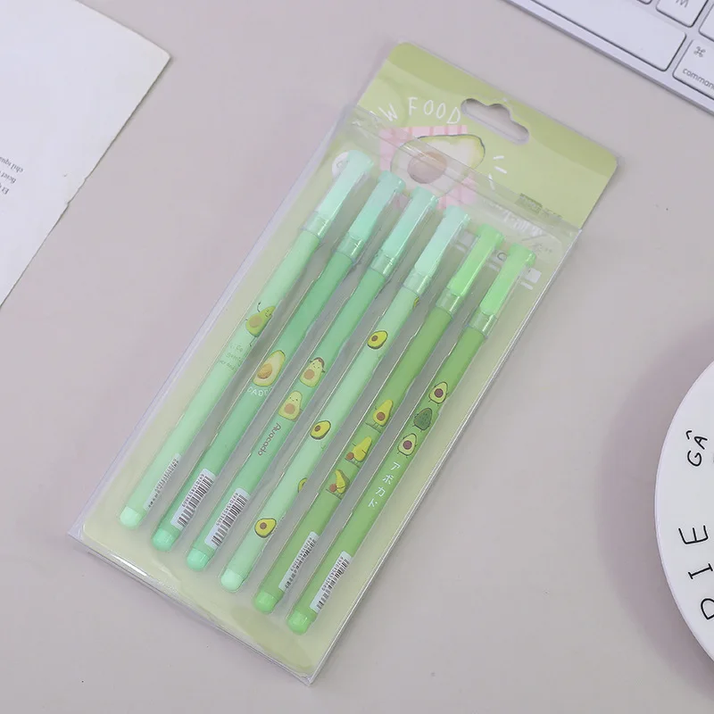 

6 pcs/lot Avocado Season Fruit Gel Ink Pen Promotional Gift Stationery School Office Supply