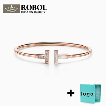

SL 10 TFB Original 925 Sterling Silver TFF Bracelet Classic Diamond Diamond Colorblock T Bracelet With Original Logo Free Shippi