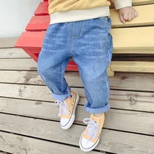 Осень ; стиль; детская одежда в Корейском стиле; узкие брюки для мальчиков и девочек; повседневные джинсы