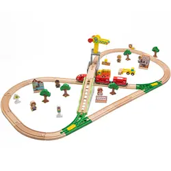70 шт. набор поездов Многофункциональный мост электрический игрушечный поезд бук деревянный железнодорожный путь