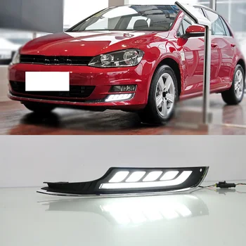 

Yellow Turning Signal Light Car DRL Waterproof 12V LED Daytime Running Light Fog Lamp Bulb For Volkswagen Golf 7 2013-