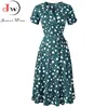 2021 Summer Elegant Short Sleeve Chiffon Dress Women Floral Printing Vintage A-Line Bohemian Beach Midi Sundress Plus Size 2