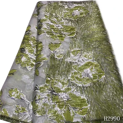 Embroidered Brocade Lace 3D Floral Feather Gold Color Lace African brocade lace Nigerian Silk Lace French Lace Fabric X2990 - Цвет: As Picture