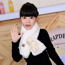 Зимняя одежда милый медведь теплый детский шарф из толстого плюша и в мультипликационном стиле для девочек начальной школьные для мальчиков для девочек шаль шею ошейники для собак, теплая детская шейный платок