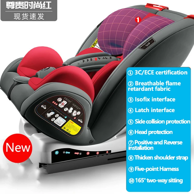 Red Автокресло для детской поддержки Isofix и защелка интерфейс дышащий огнестойкий материал портативное детское безопасное автокресло - Цвет: Red