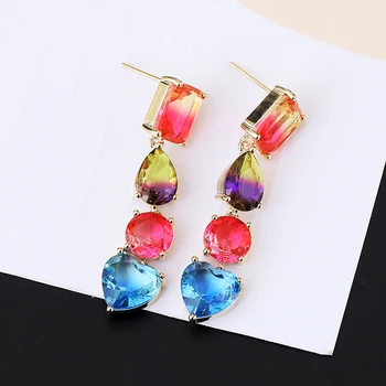 

VERY GIRL Gradient Tourmaline Color Geometric Drop Earrings Women Party Jewelry Trendy