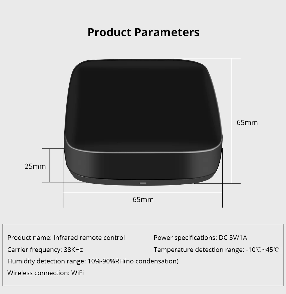 Controlador universal infravermelho zemismart para ar condicionado,