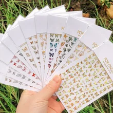 10pc Laser Gold Colorful Butterfly Nail Stickers Butterfly Pattern Stickers Nail Salon Manicure Pedicure Wholesale Nail Sticker