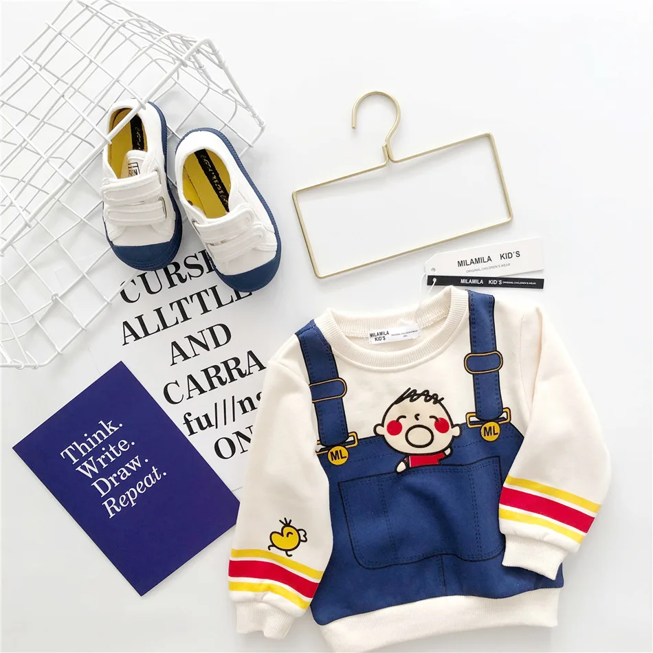 Tonytaobaby/Новинка; милая детская одежда с рисунком для мальчиков и девочек; осенние толстовки для мальчиков; свитер для девочек