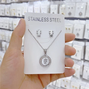 

Simple Family Pendant Necklace earrings Stainless Steel set Father Mother Girl Boy Love Family Necklace For Women Men