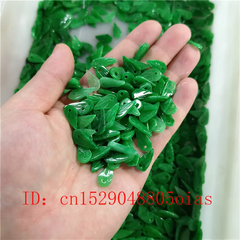 

DIY Natural Green Jade Beads Jadeite Leaf Pendant Emerald Jewelry Fashion Charm Accessories