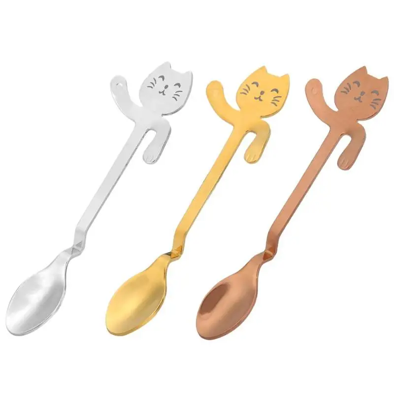 

Stainless Steel Cute Cat Spoon Creative Hanging Coffee Milk Stirring Spoons