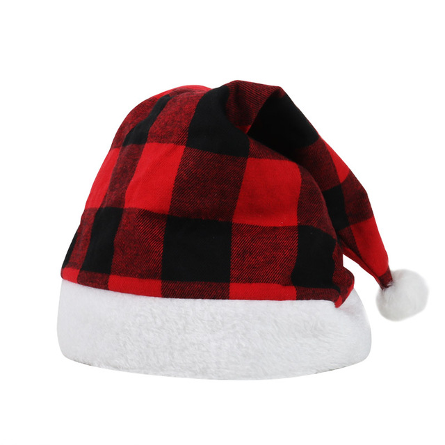 Christmas Hats Red Black Plaid Xmas Cap Santa Claus ornament Christmas Decorations For Home Navidad 2022 Noel Decoration