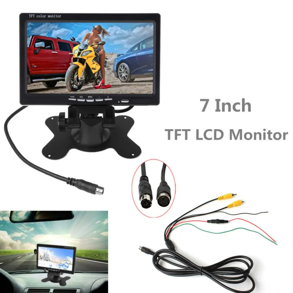 7 дюймовый 2CH HD TFT ЖК экран автомобильный монитор заднего вида парковочный