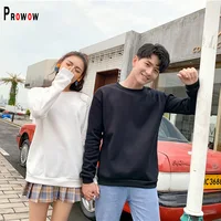 Prowow Winter Spring Women Sweatshirt Yellow O-neck Man Top Clothes Plus Size Thin Velvet Pullovers Shirts Black Hoodies White 2