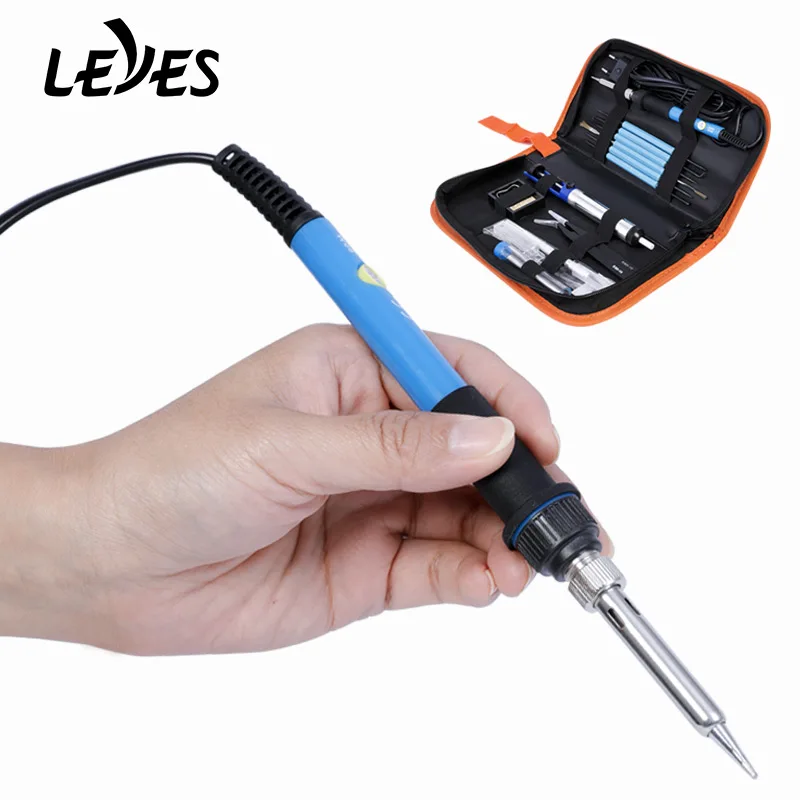 

60w Electric Soldering Iron Kit Adjustable Temperature 200c-450c Aluminum Welding Torch Tools Rework Soldering Tips 110v 220v UK