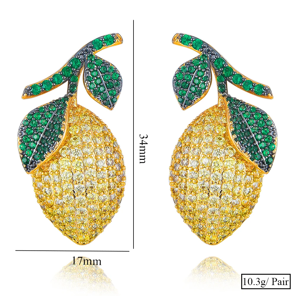 Missvikki Luxury Cute yellow lemon Shiny Earrings for Women Fine Jewelry Full CZ Bridal Wedding Earrings Jewelry GIFT 2022