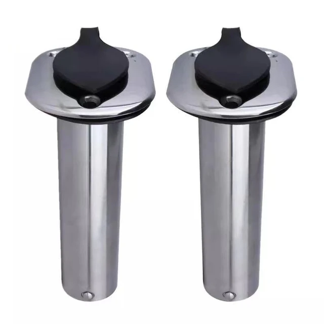 2pcs Boat Stainless Steel Fishing Rod Holder Flush Mount 0° Pvc