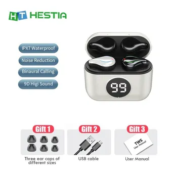 

BL5.1 Bluetooth Earphone USB 9D HIFI Sound HD Voice Noise Reduction Earset Waterproof IPX7 Touch Control Smart Wireless Earbuds