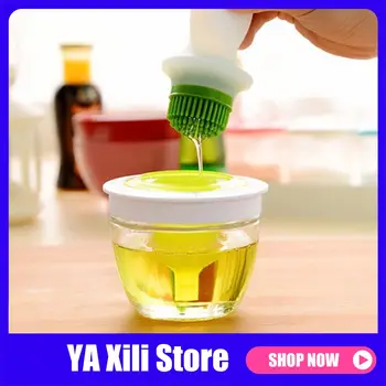 

Oil Bottle and Brush Set Silicone Oil Brush Bottle with Glass Clear Container For Cooking BBQ Barbecue Brush Heat Resistant