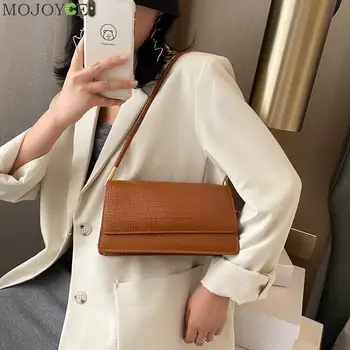 

Fashion Alligator PU Handbag Women Solid Color Leather Portable Casual Flap Totes Female Travel Daily Shoulder Top-handle Bag