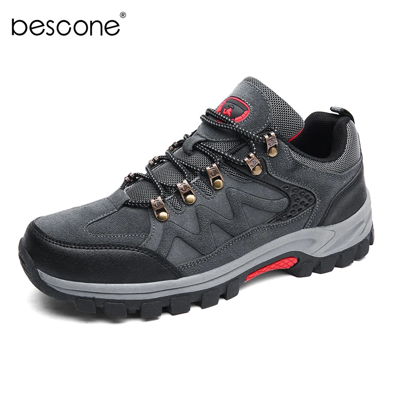 BESCONE/мужская повседневная обувь на шнуровке; мужские легкие дышащие уличные походные Нескользящие износостойкие кроссовки; X699 - Цвет: Gray