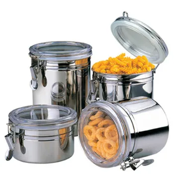 

Stainless Steel Jar with Cover Cookie Sugar Airtight Sealed Canister Coffee Flour Sugar Tea Container Holder Box Kitchen Storage