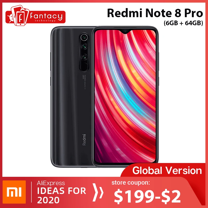  Global Version Xiaomi Redmi Note 8 Pro 6GB RAM 64GB ROM 64MP Quad Cameras MTK Helio G90T Smartphone