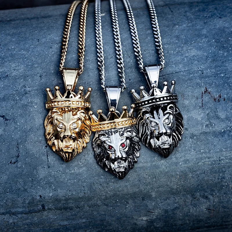 

lion necklace Hip hop Rock Stainless Steel gold necklace Sliver Chain Necklaces Pendant For Men Fashion Jewelry choker necklace