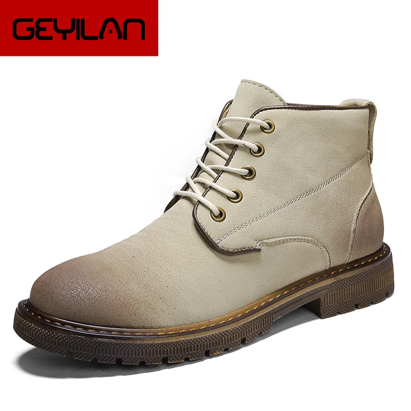 

Martin Boots Men Winter Shoes Mens Leather Shoe Ankle Cowboy Waterproof shose Man Motorcycle Casual Boot 2019 Men's Footwear 44