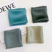 100% Pure Silk Scarf Women Neck Hair Band Foulard Square Small Headband Fashion Solid Color Neckerchief Scarves Bandana 2
