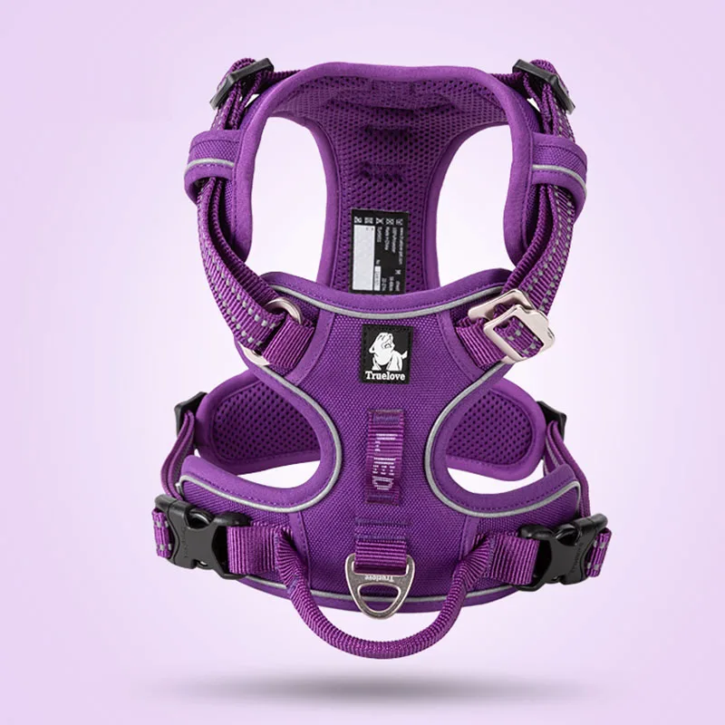 Truelove Front Nylon Dog Harness No Pull Vest Soft Adjustable Reflective Safety Harness for Dog Small Large Running Training 